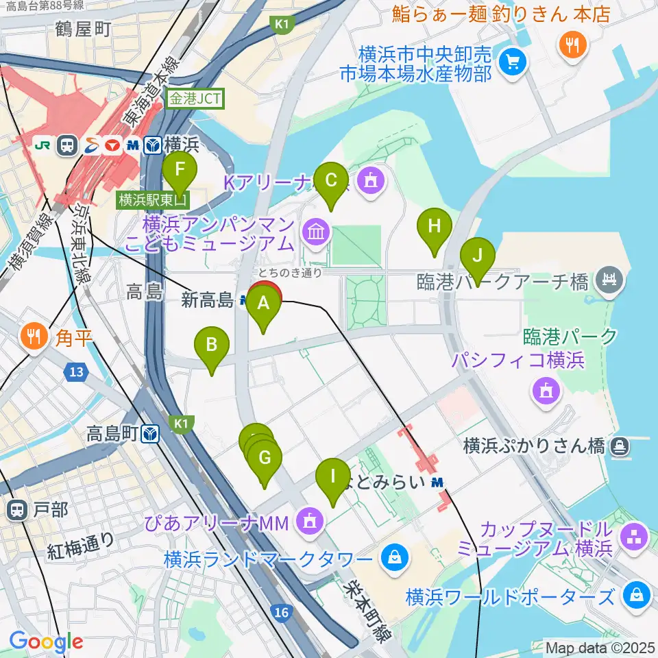 ヤマハミュージック横浜みなとみらい周辺のホテル一覧地図