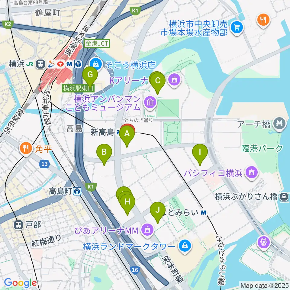 ヤマハミュージック横浜みなとみらい周辺のホテル一覧地図