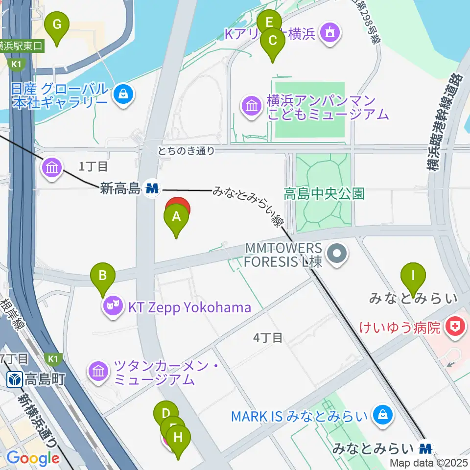 ヤマハミュージック横浜みなとみらい周辺のホテル一覧地図