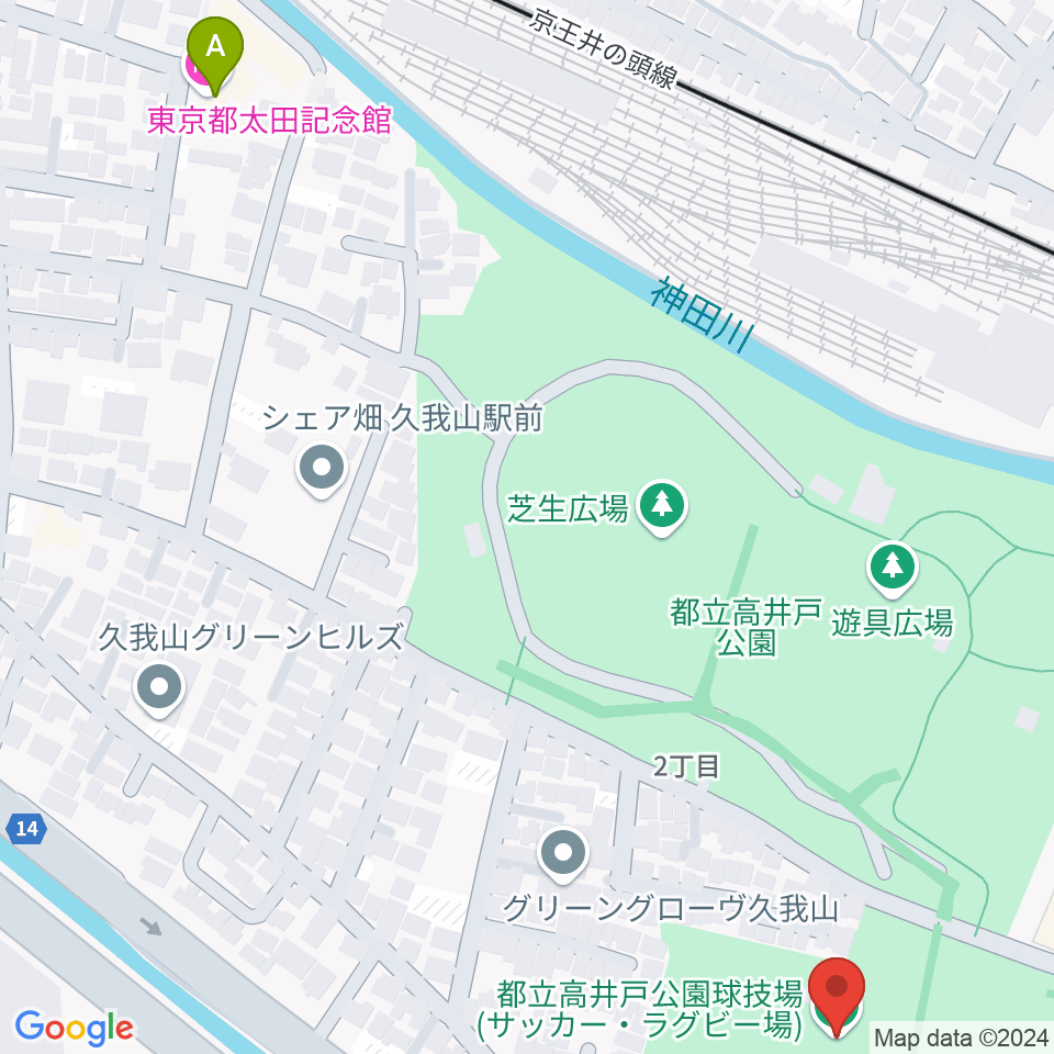 高井戸公園球技場周辺のホテル一覧地図