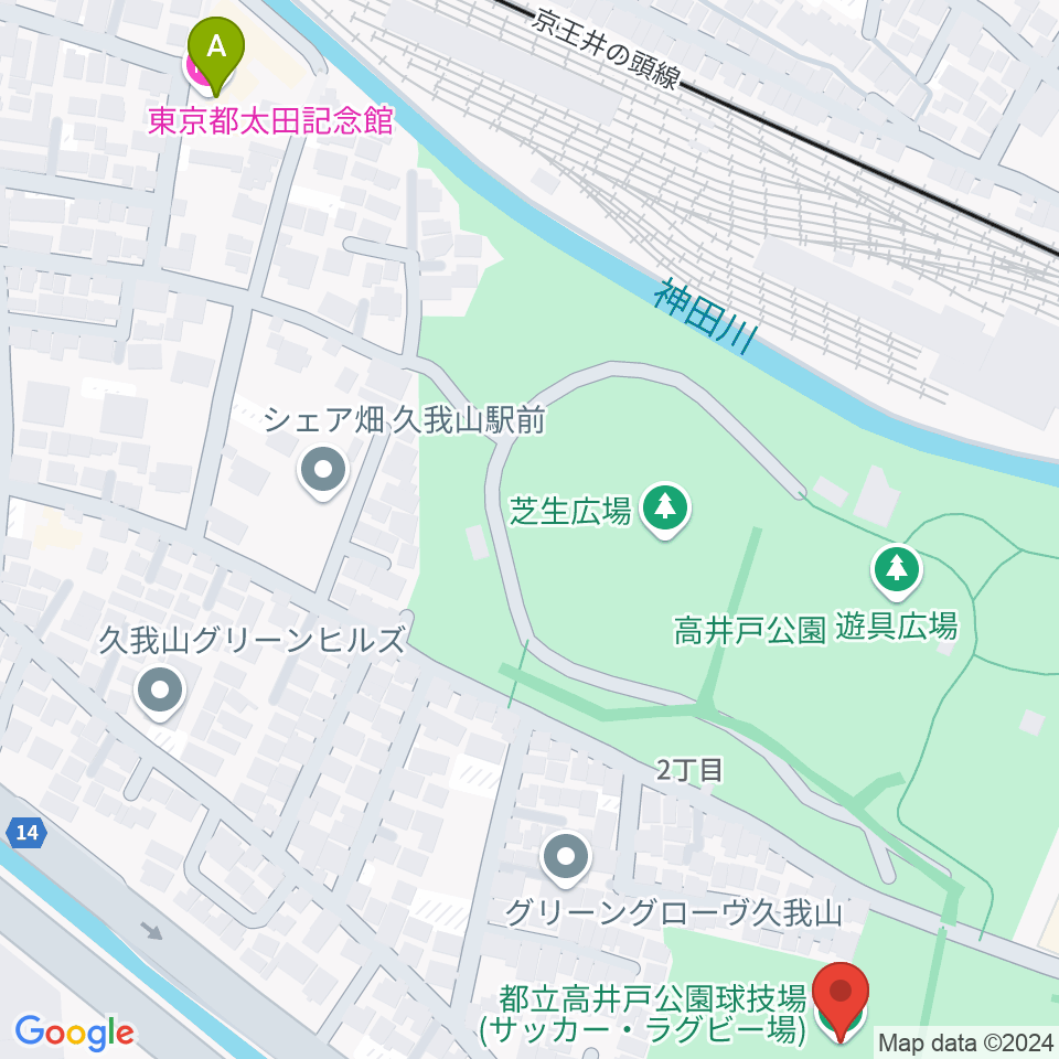 高井戸公園球技場周辺のホテル一覧地図