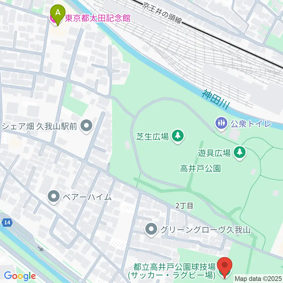 高井戸公園球技場周辺のホテル一覧地図