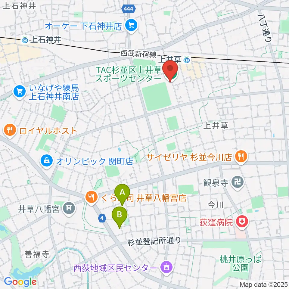 TAC杉並区上井草スポーツセンター周辺のホテル一覧地図