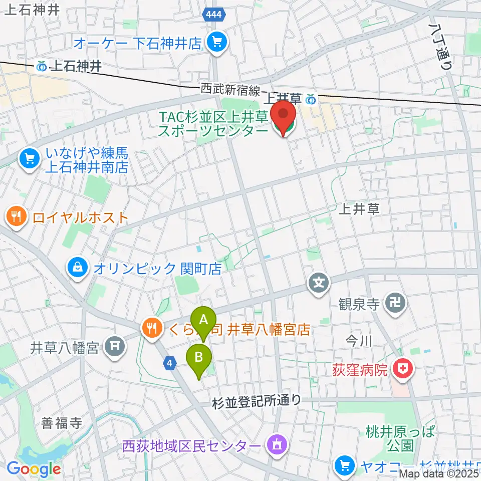 TAC杉並区上井草スポーツセンター周辺のホテル一覧地図
