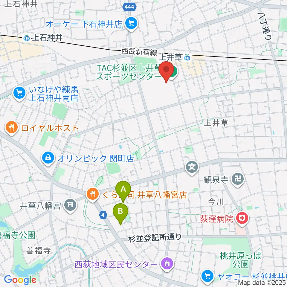 上井草スポーツセンター野球場周辺のホテル一覧地図