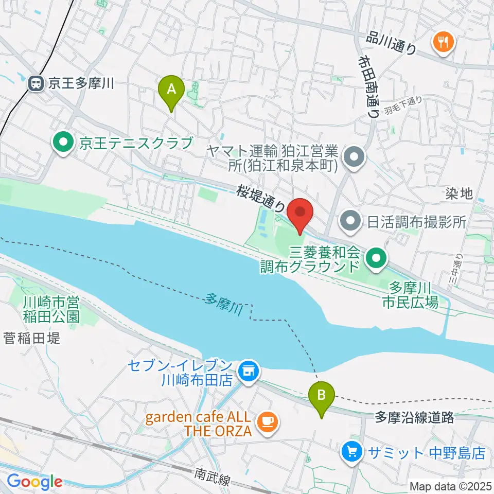 調布市民野球場周辺のホテル一覧地図