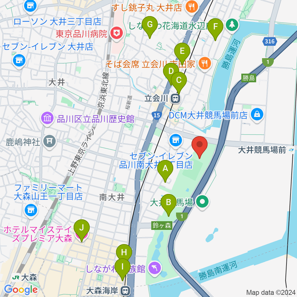 しながわ区民公園こどもサッカー場周辺のホテル一覧地図