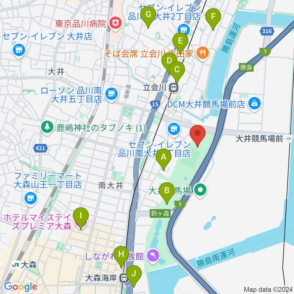 しながわ区民公園こどもサッカー場周辺のホテル一覧地図