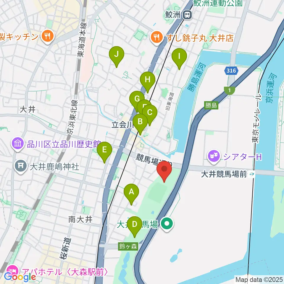 しながわ区民公園こどもサッカー場周辺のホテル一覧地図