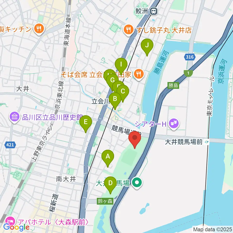 しながわ区民公園こどもサッカー場周辺のホテル一覧地図