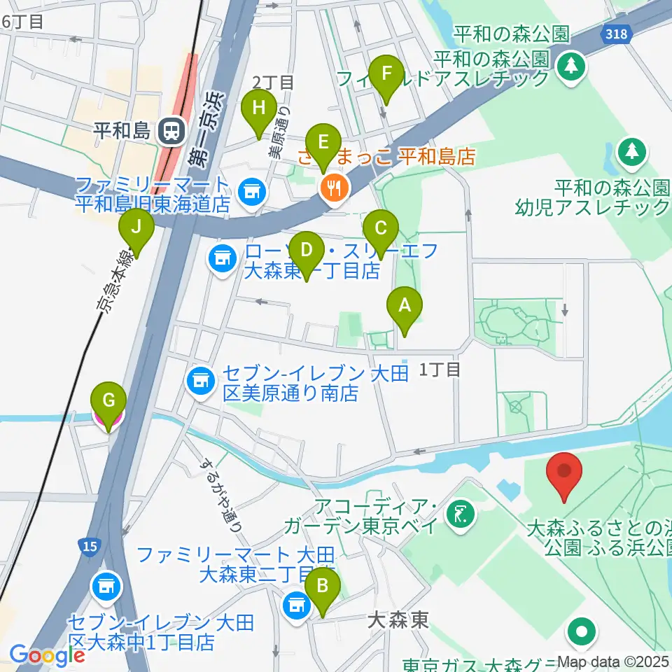 大森ふるさとの浜辺公園 多目的スポーツ場周辺のホテル一覧地図