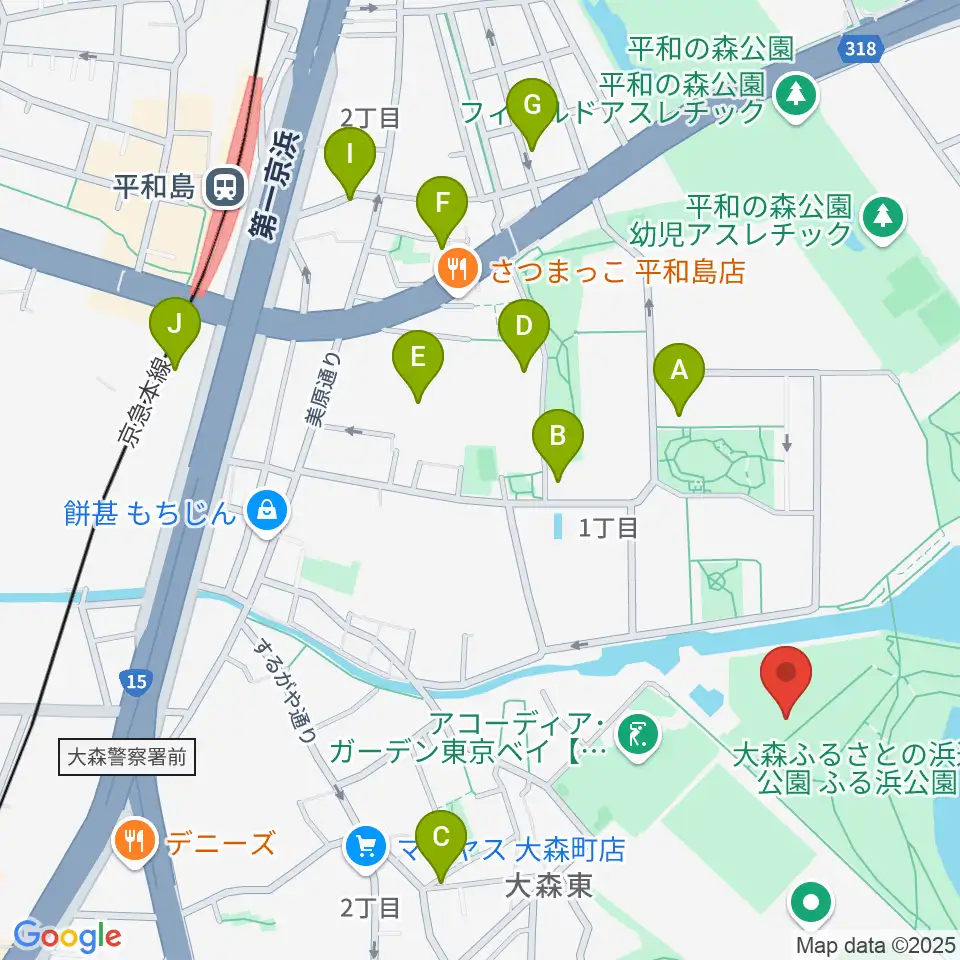 大森ふるさとの浜辺公園 多目的スポーツ場周辺のホテル一覧地図