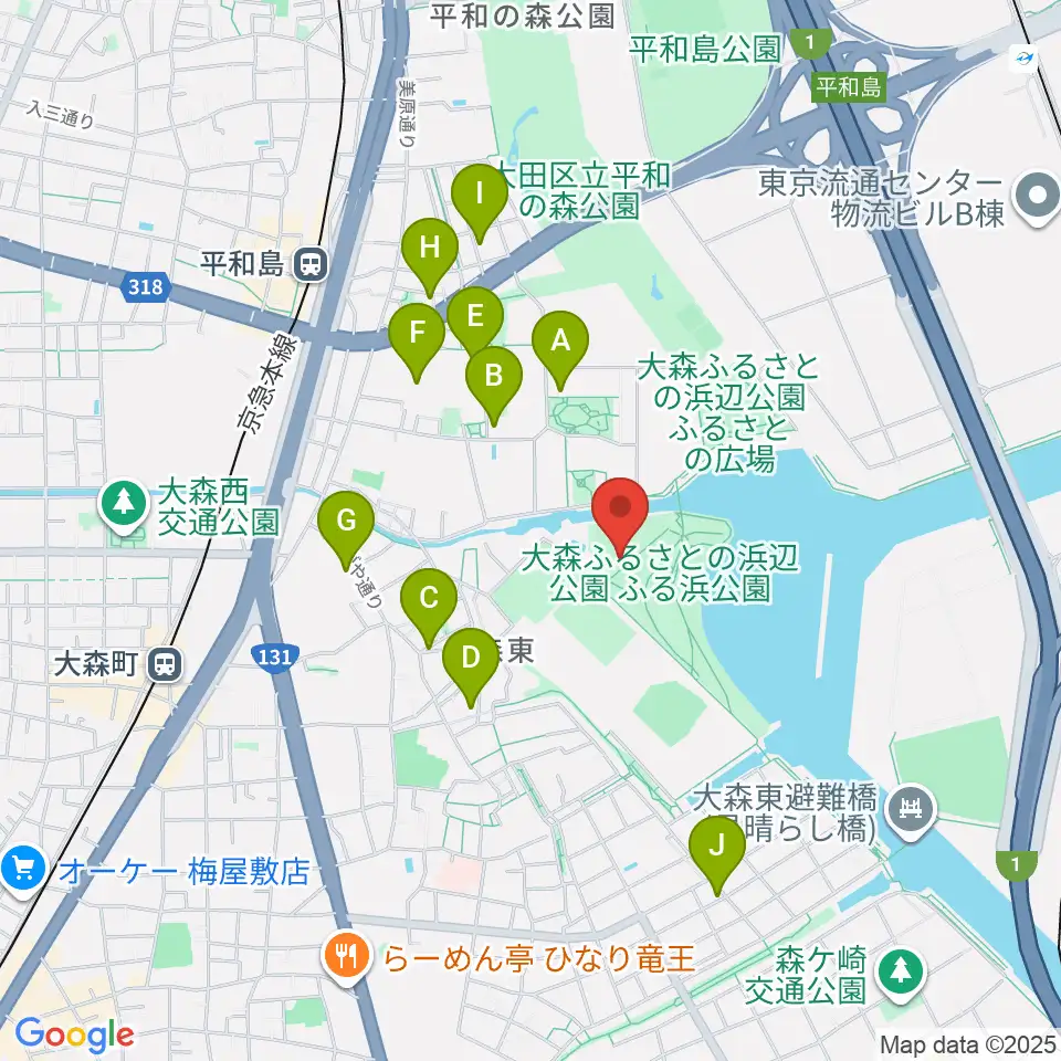 大森ふるさとの浜辺公園 多目的スポーツ場周辺のホテル一覧地図