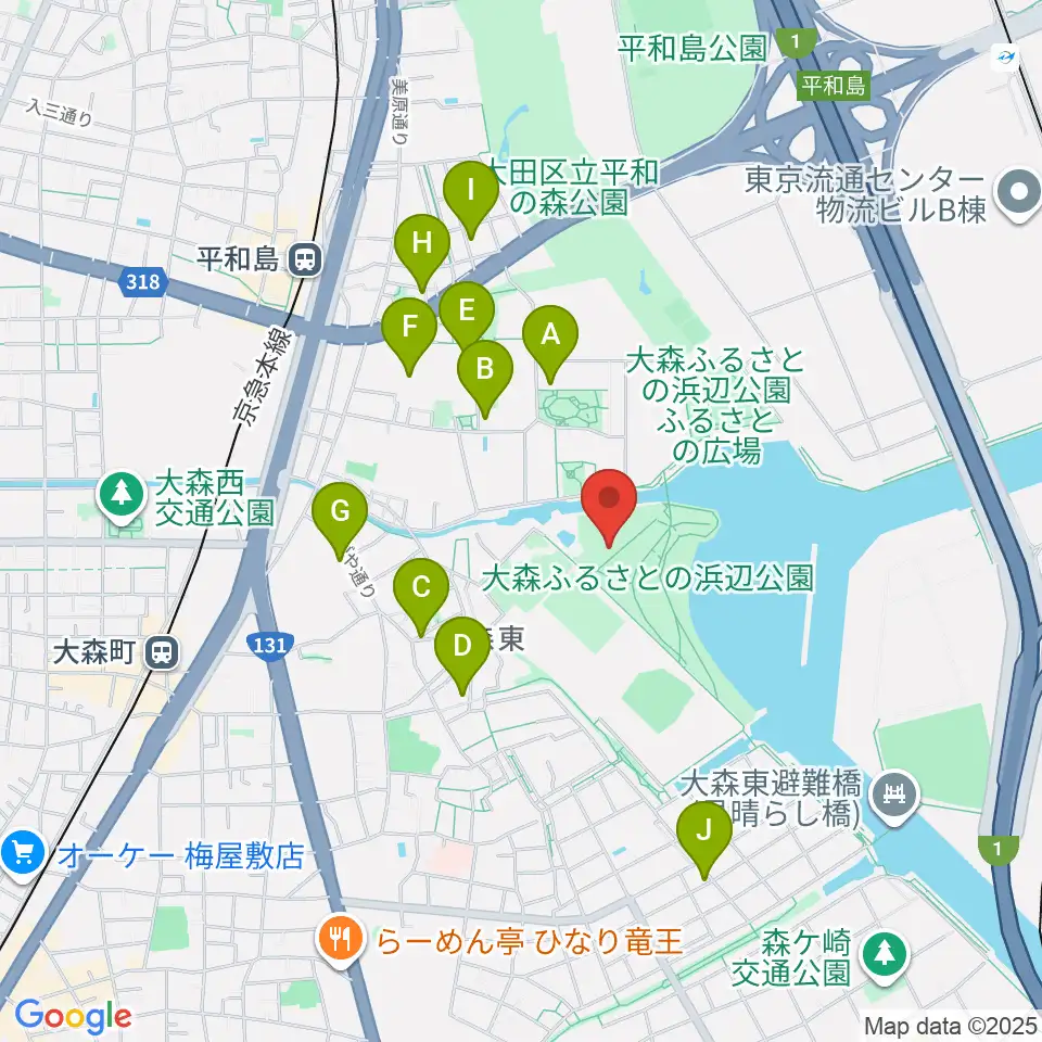 大森ふるさとの浜辺公園 多目的スポーツ場周辺のホテル一覧地図