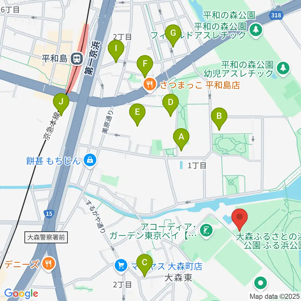 大森ふるさとの浜辺公園フットサル場周辺のホテル一覧地図
