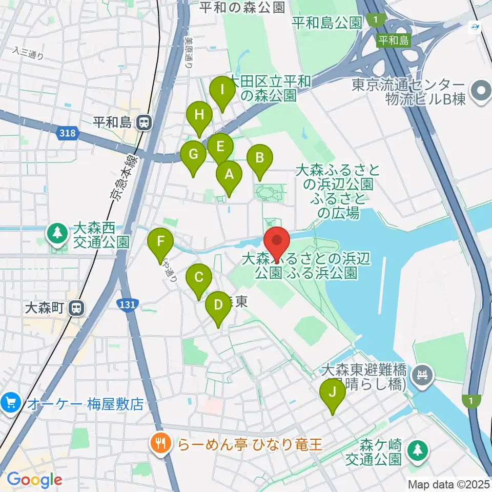 大森ふるさとの浜辺公園フットサル場周辺のホテル一覧地図