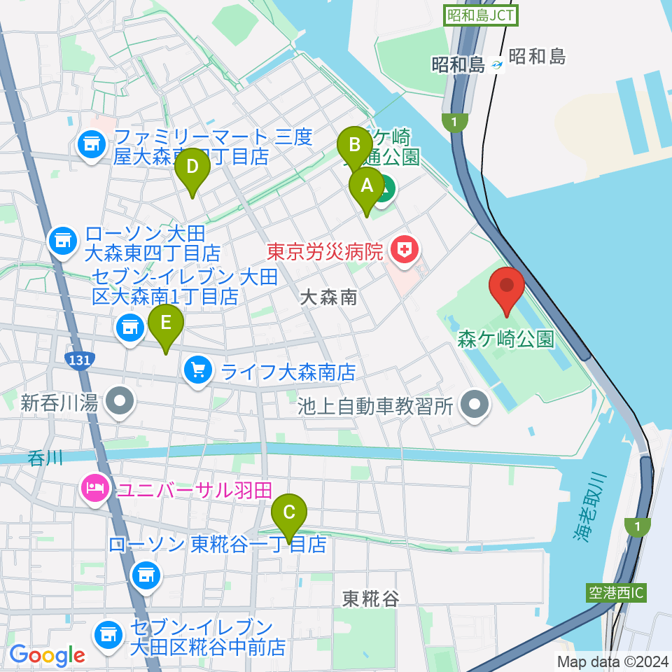 森ケ崎公園サッカー場周辺のホテル一覧地図