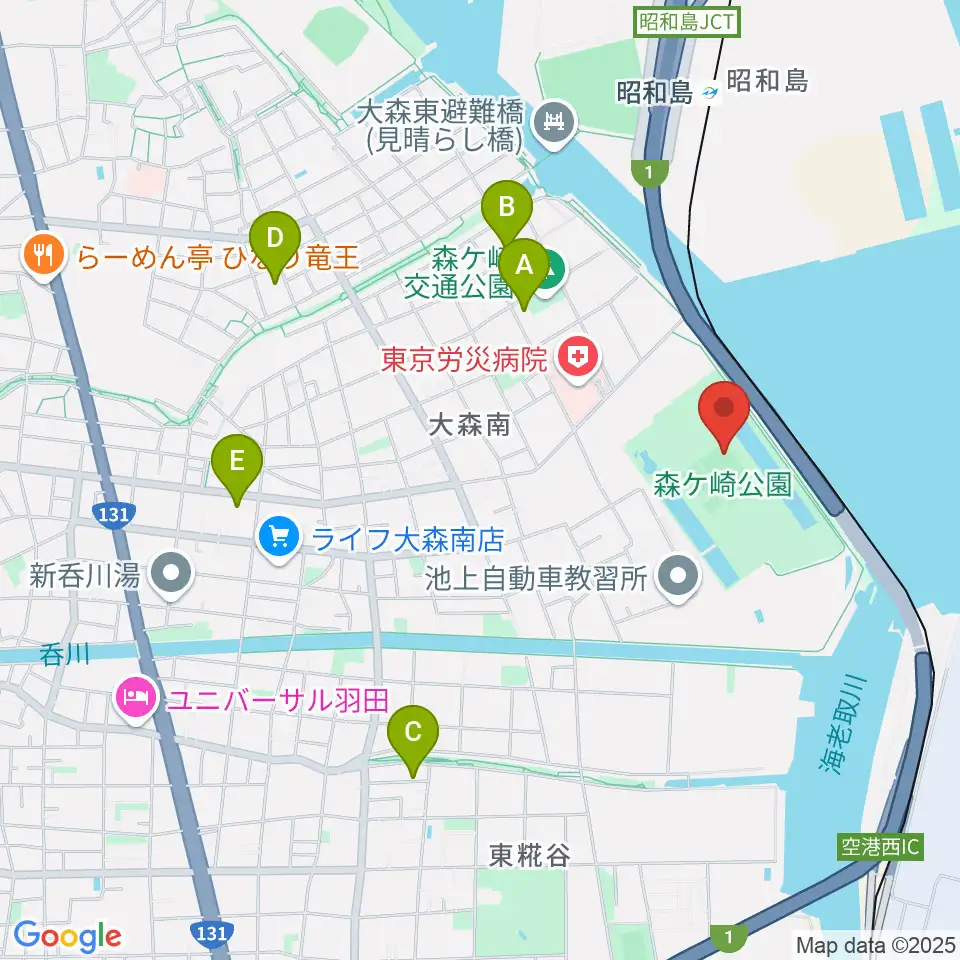 森ケ崎公園サッカー場周辺のホテル一覧地図
