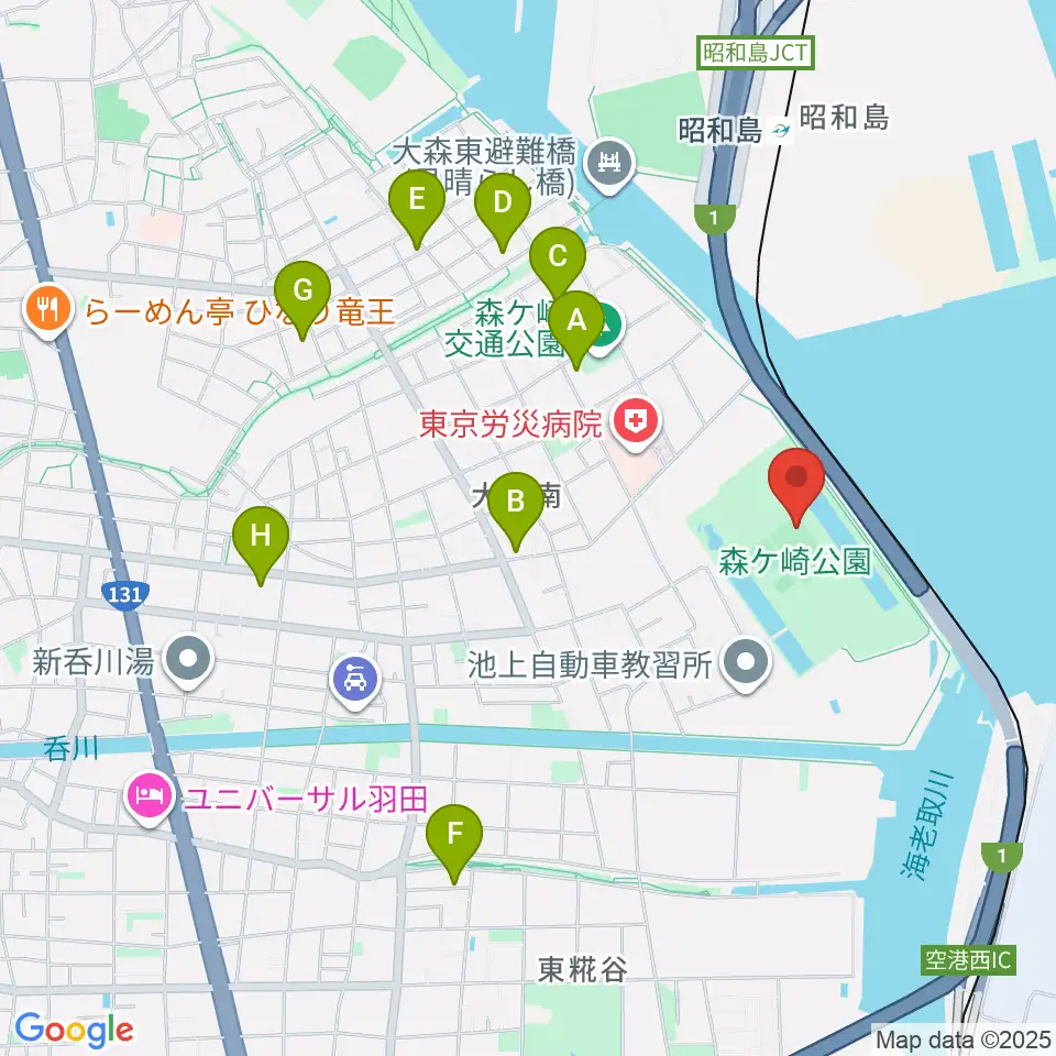 森ケ崎公園サッカー場周辺のホテル一覧地図