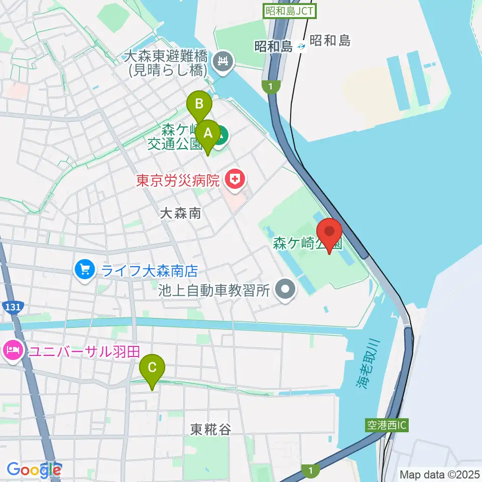 森ケ崎公園フットサル場周辺のホテル一覧地図