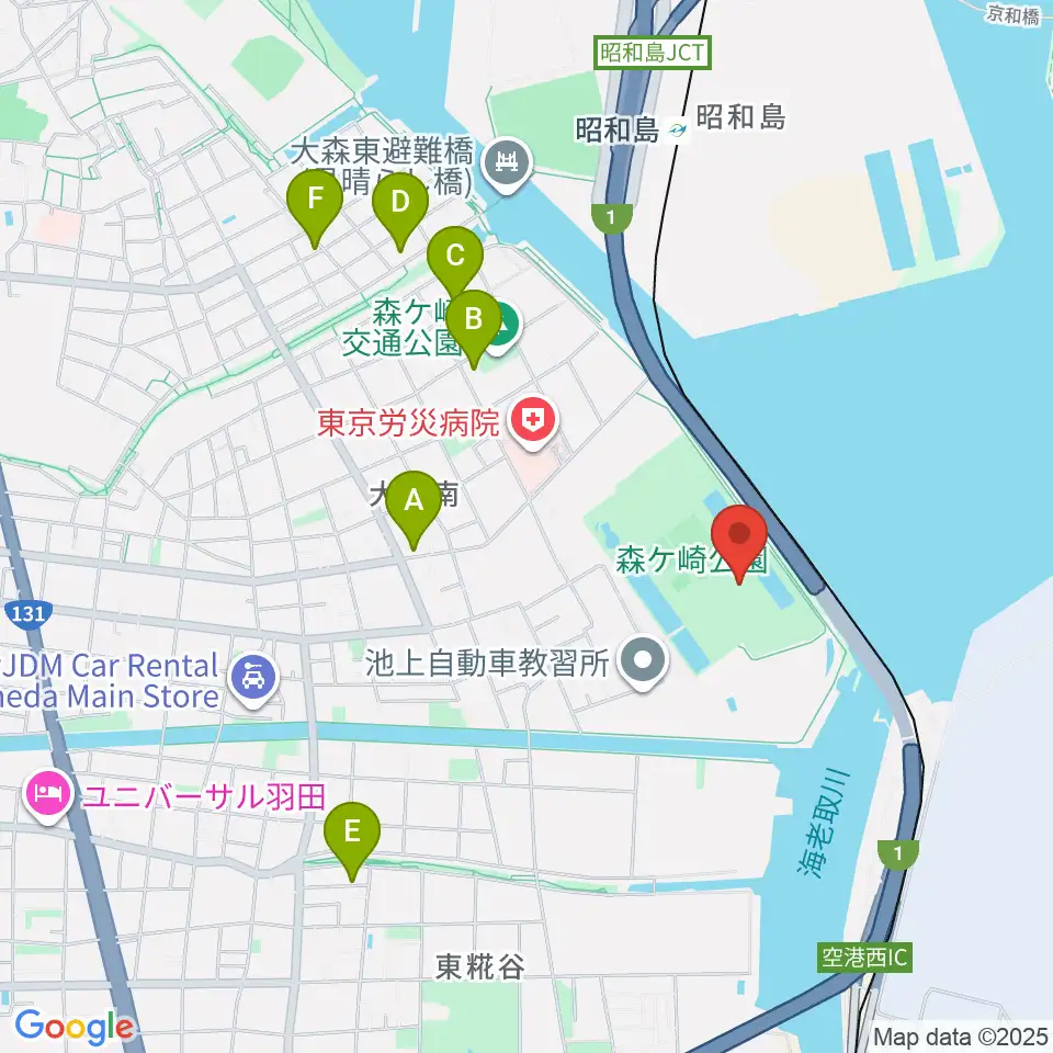 森ケ崎公園フットサル場周辺のホテル一覧地図