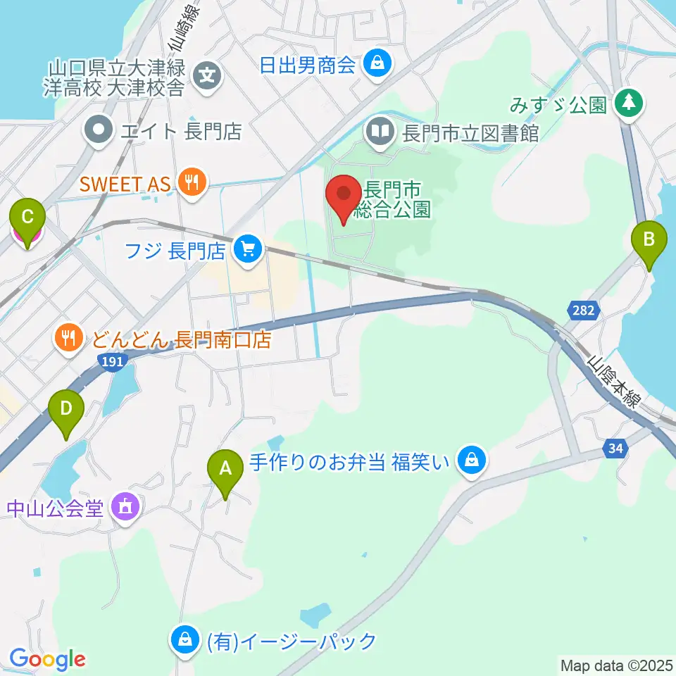 ながと総合体育館周辺のホテル一覧地図