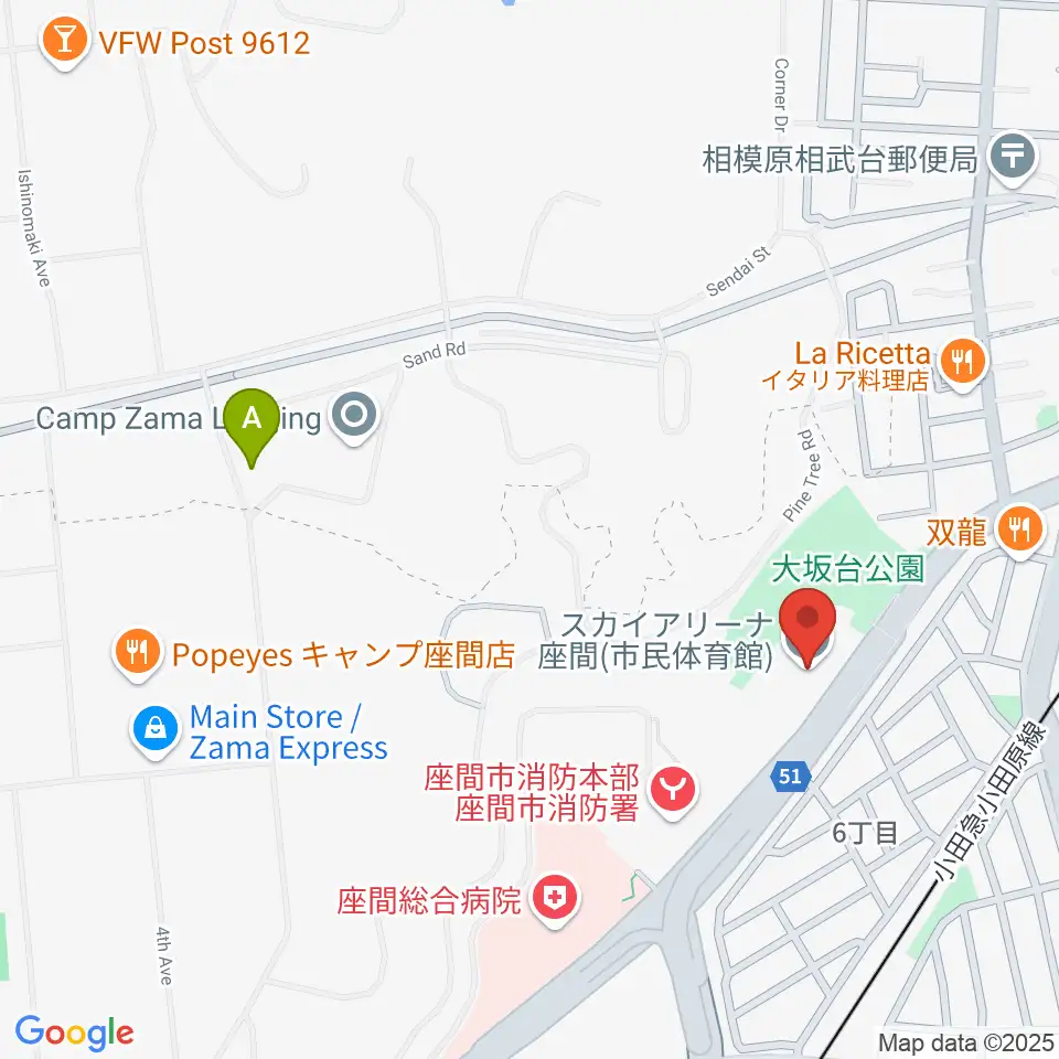スカイアリーナ座間周辺のホテル一覧地図