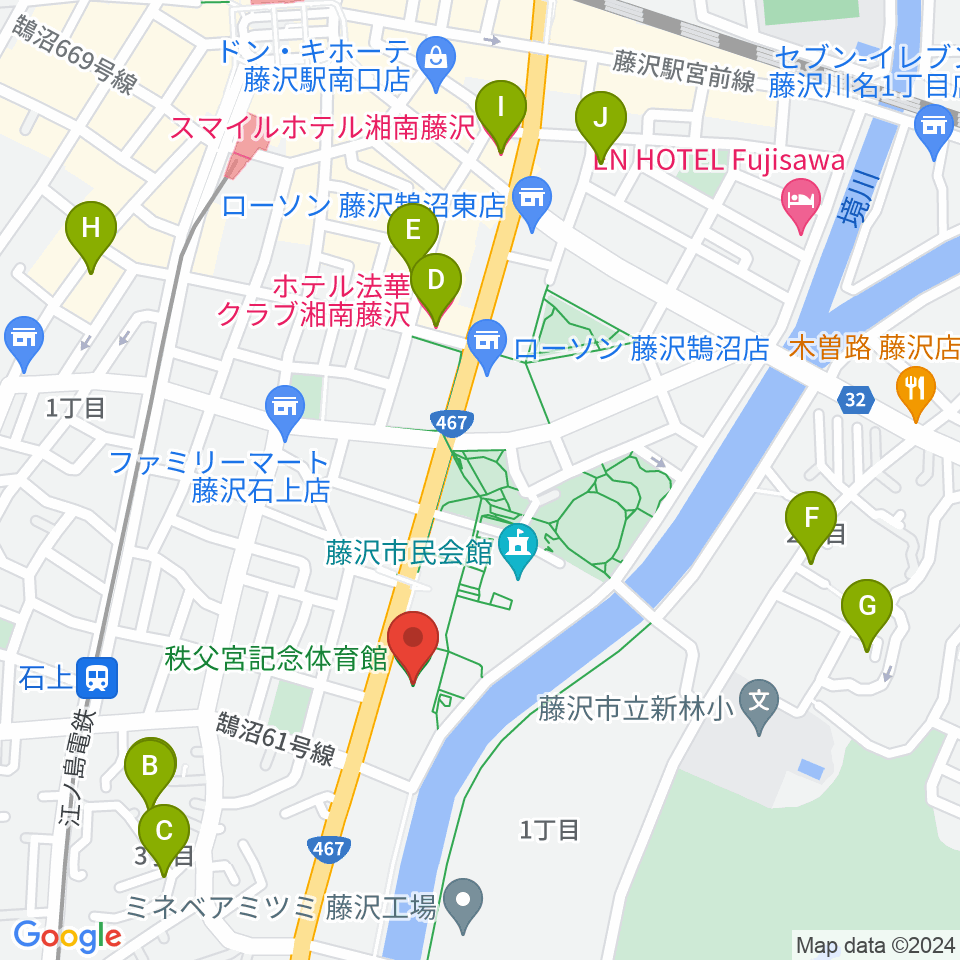 秩父宮記念体育館周辺のホテル一覧地図