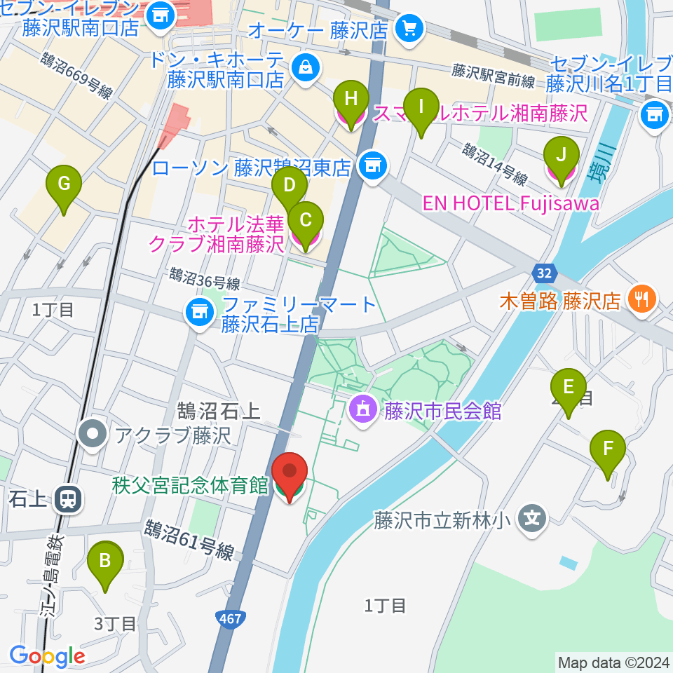 秩父宮記念体育館周辺のホテル一覧地図