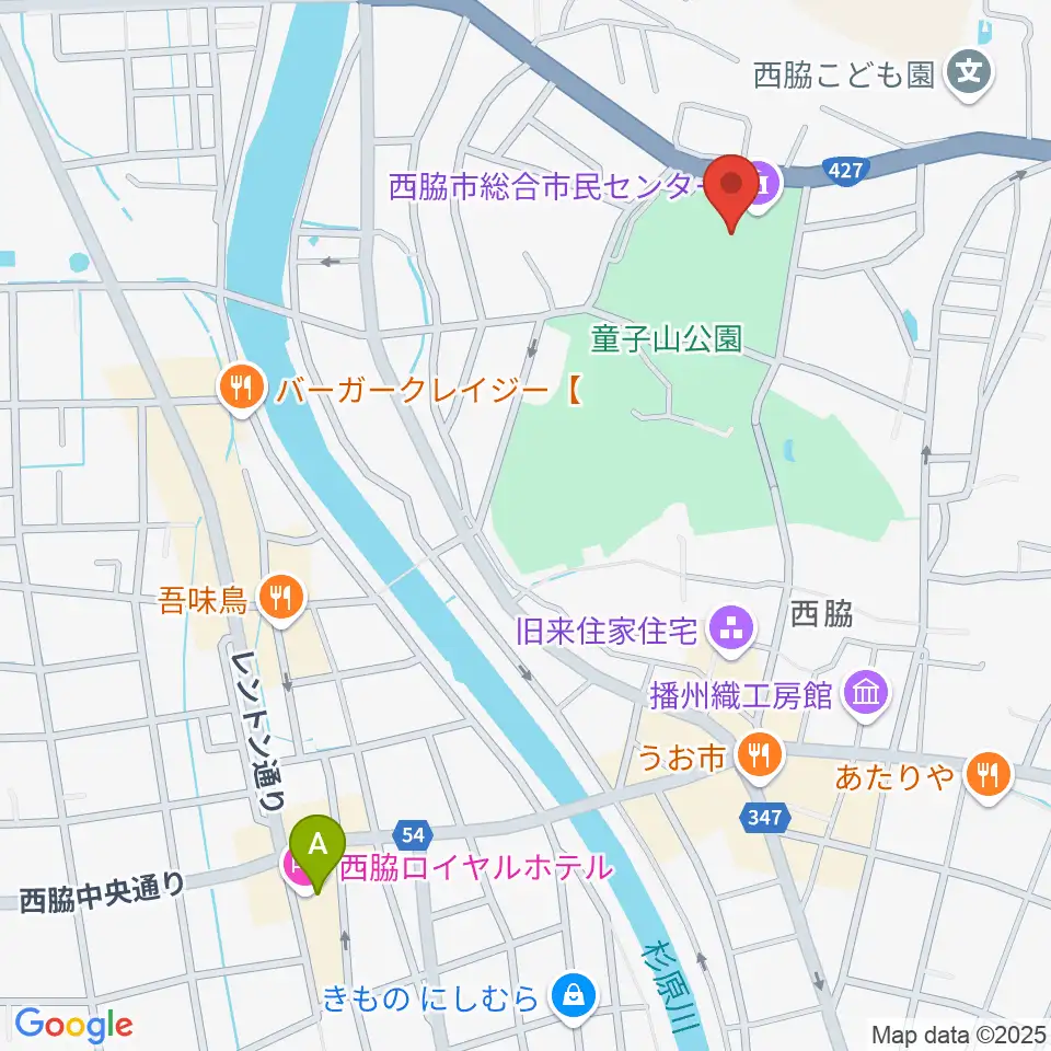 西脇市総合市民センター周辺のホテル一覧地図