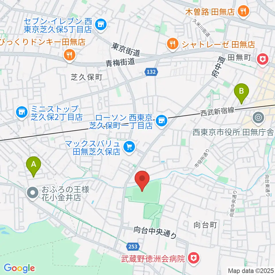 西東京市向台運動場周辺のホテル一覧地図