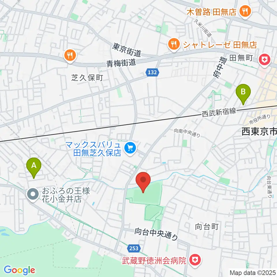 西東京市向台運動場周辺のホテル一覧地図