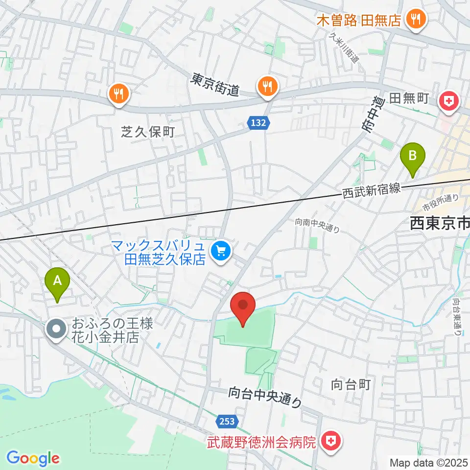 西東京市向台運動場周辺のホテル一覧地図