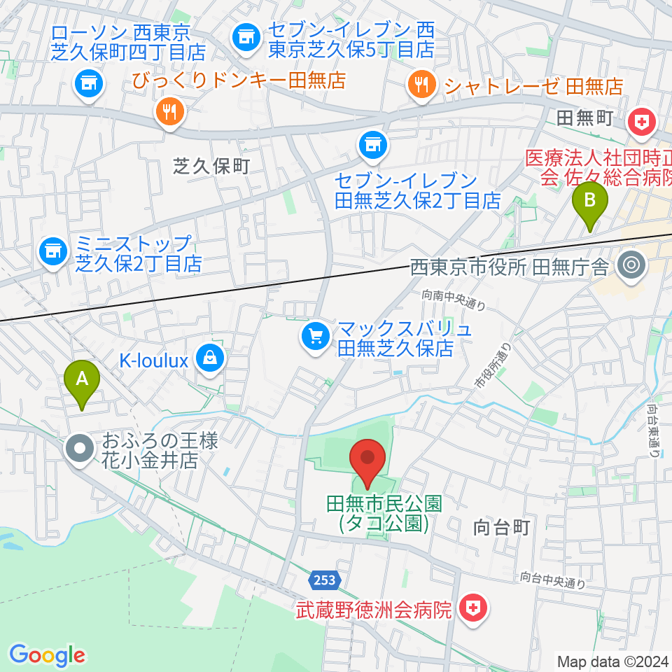 西東京市市民公園グラウンド周辺のホテル一覧地図