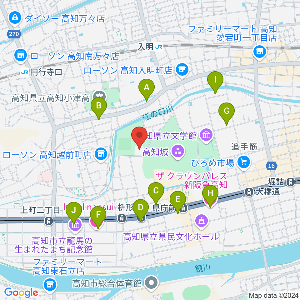 高知県立武道館周辺のホテル一覧地図