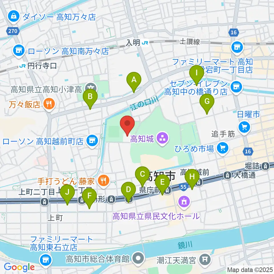 高知県立武道館周辺のホテル一覧地図