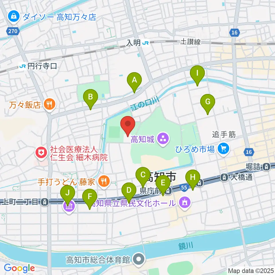 高知県立武道館周辺のホテル一覧地図