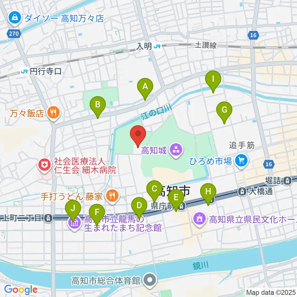 高知県立武道館周辺のホテル一覧地図