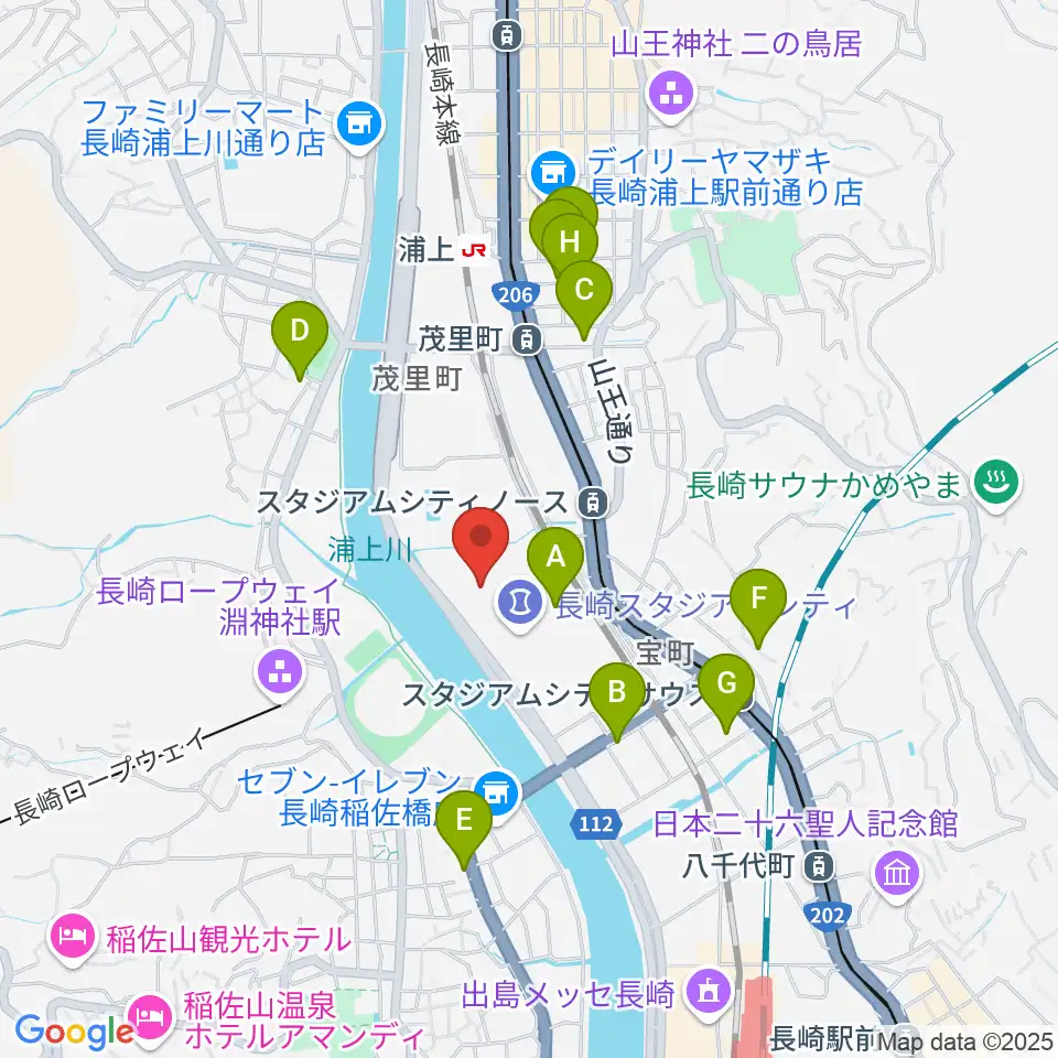 ハピネスアリーナ周辺のホテル一覧地図