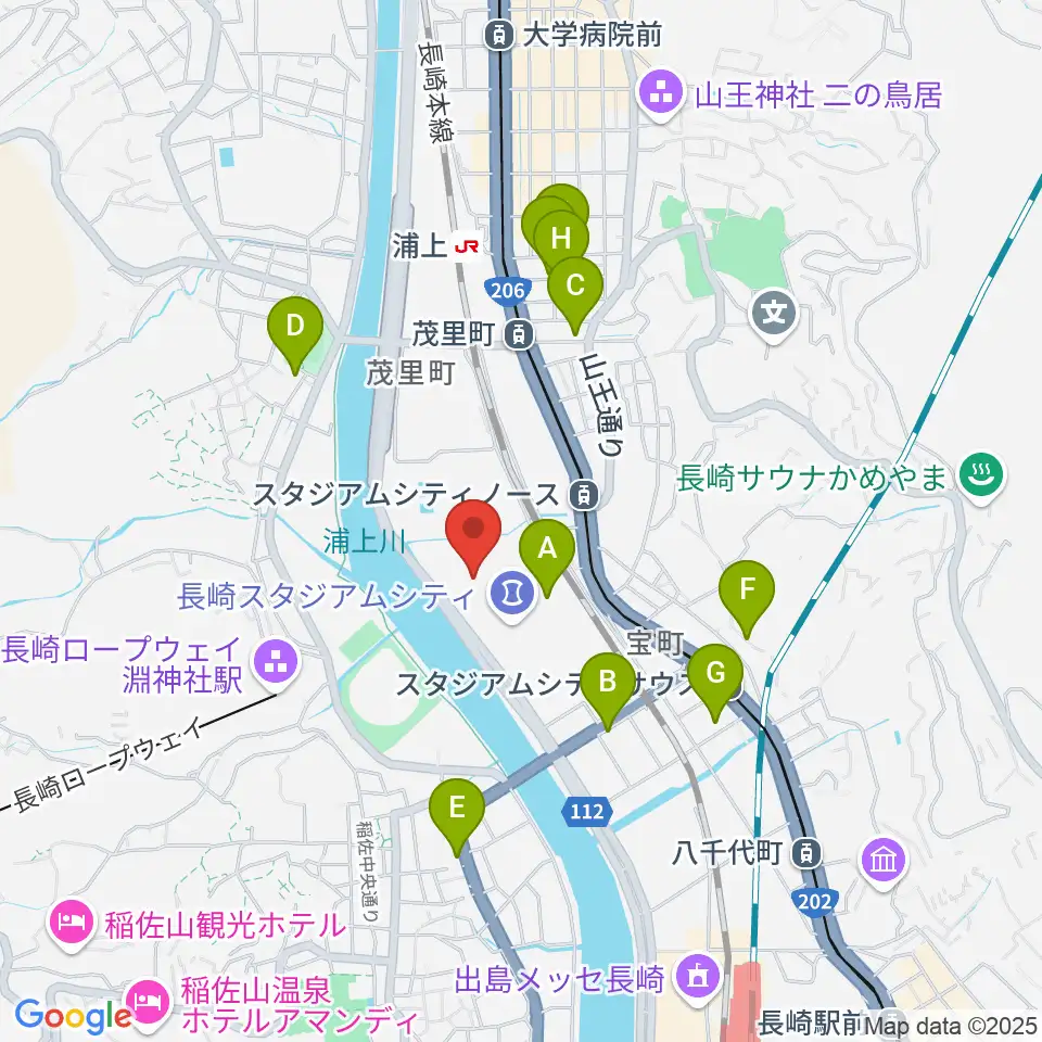 ハピネスアリーナ周辺のホテル一覧地図