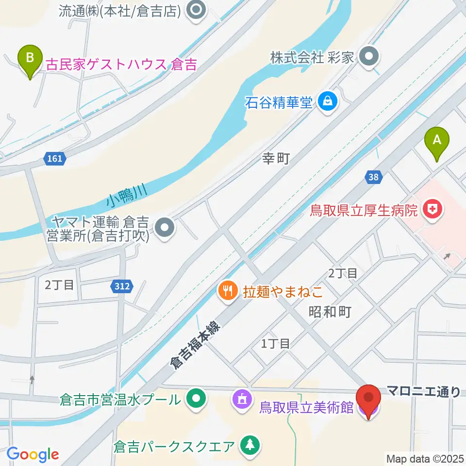 鳥取県立美術館周辺のホテル一覧地図