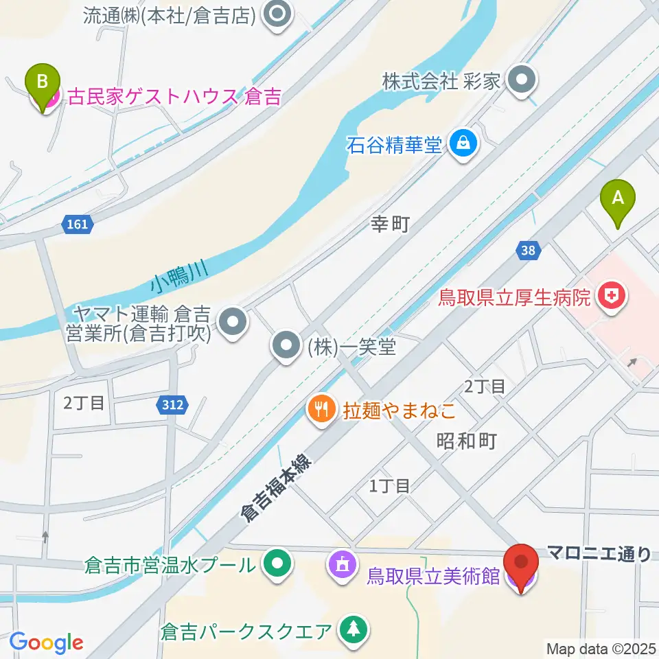 鳥取県立美術館周辺のホテル一覧地図