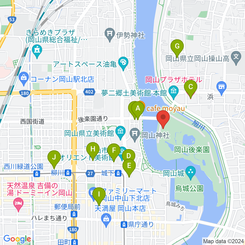 岡山県立博物館周辺のホテル一覧地図