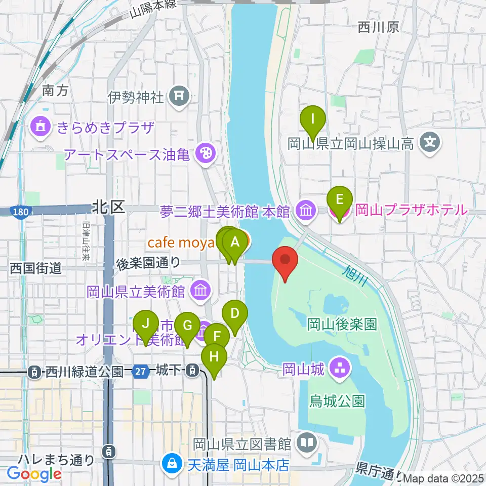 岡山県立博物館周辺のホテル一覧地図