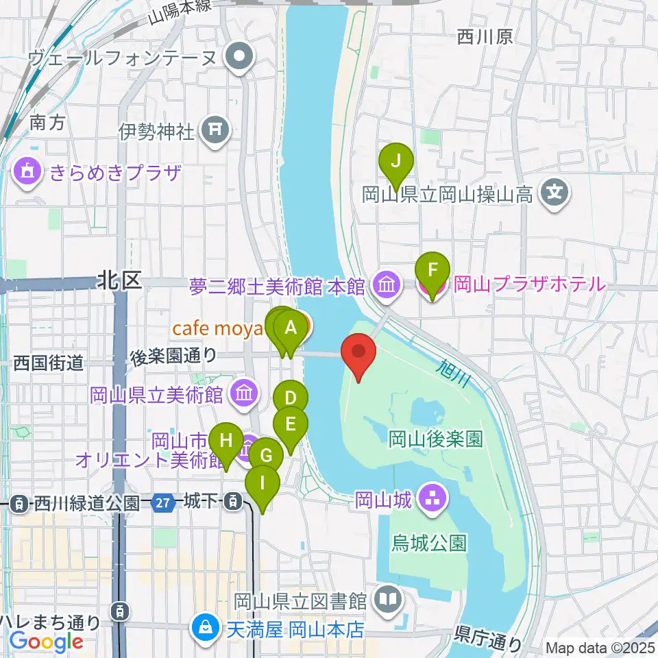 岡山県立博物館周辺のホテル一覧地図
