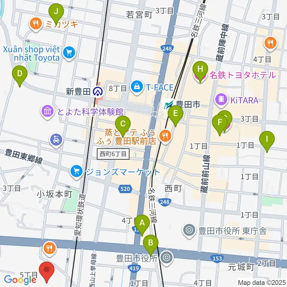 豊田市博物館周辺のホテル一覧地図