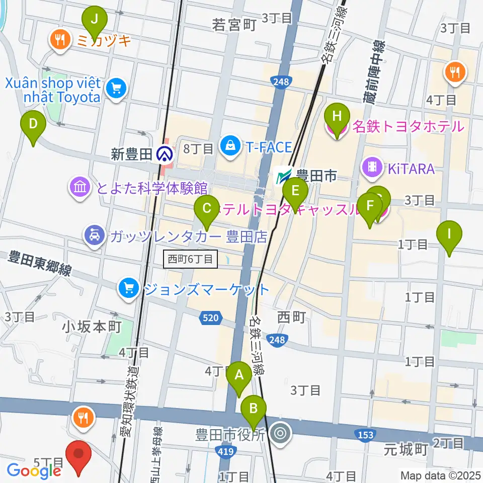 豊田市博物館周辺のホテル一覧地図