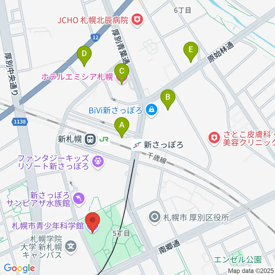 札幌市青少年科学館周辺のホテル一覧地図