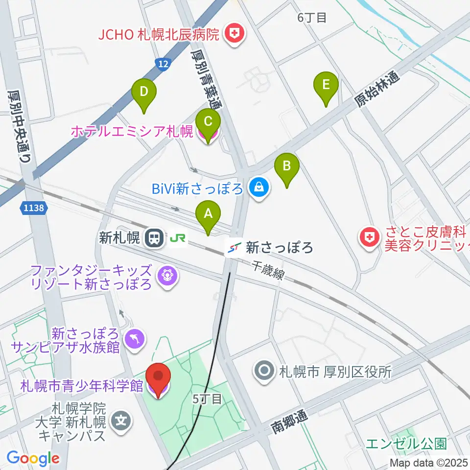 札幌市青少年科学館周辺のホテル一覧地図