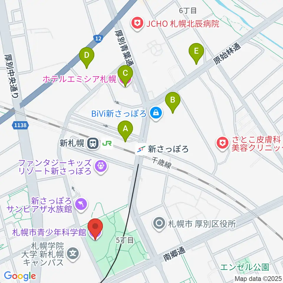 札幌市青少年科学館周辺のホテル一覧地図